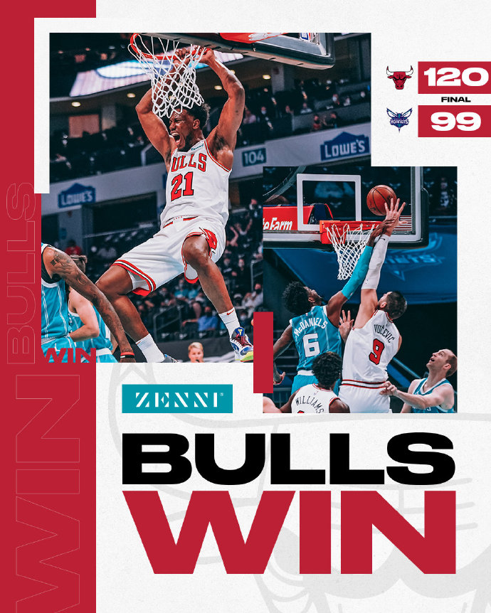 公牛120-99大胜黄蜂 武切维奇29+14 拉文复出13分