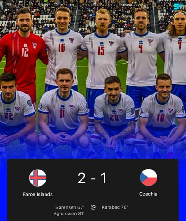 世界排名第136的法罗群岛主场2-1爆冷战胜世界第39的捷克